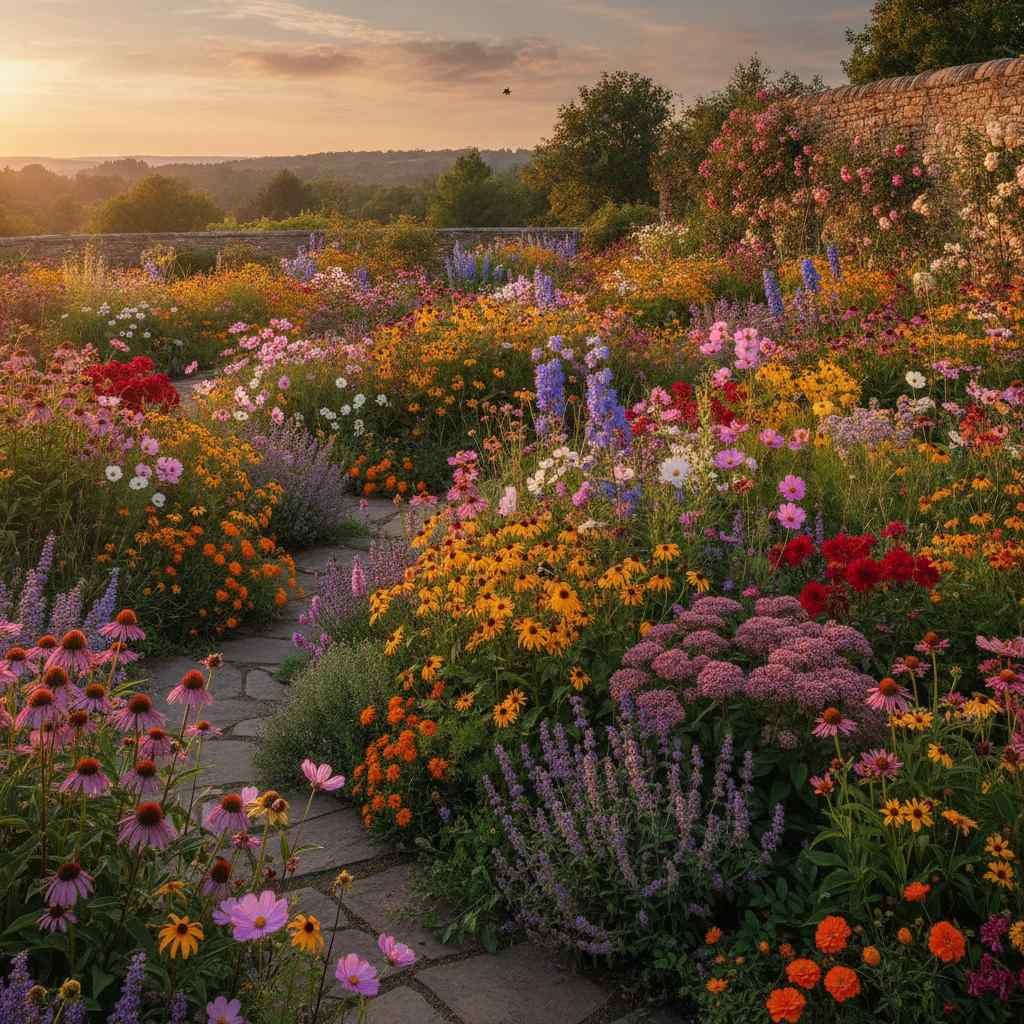 Beautiful late summer flower border Beautiful late summer flower border